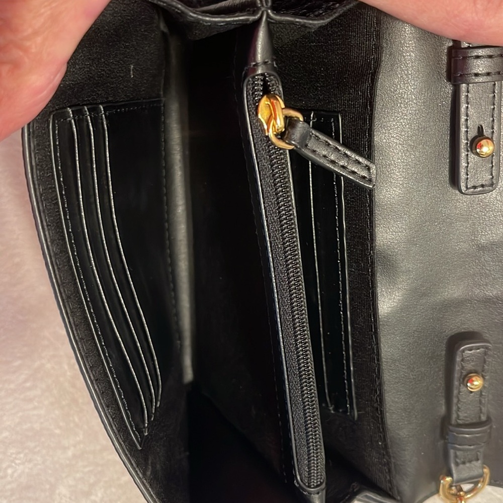 Marc Jacobs Empire City Pebbled Leather Wallet Crossbody Gold Chain No Callouts - Picture 7 of 17